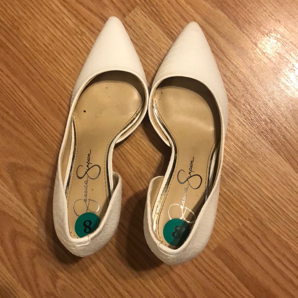 Jessica Simpson white heels